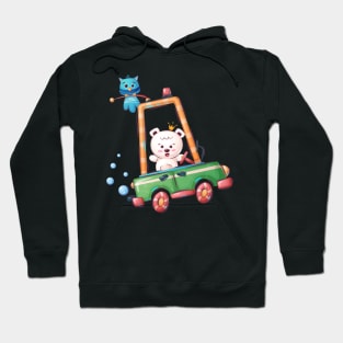 Bear driving a car with an Owl on top Hoodie